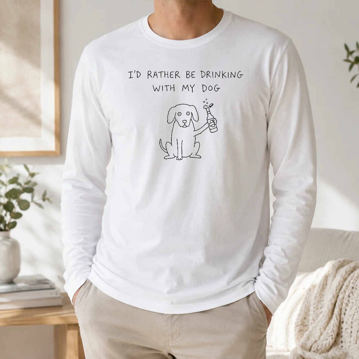 Official Premium I'd Rather Be Drinking With My Dog Beer Drinker Shirt - Image 4