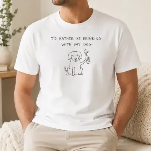 Official Premium I'd Rather Be Drinking With My Dog Beer Drinker Shirt