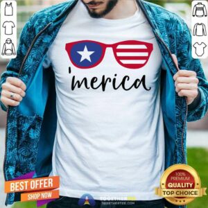 Pretty Merica Glasses American Flag Shirt