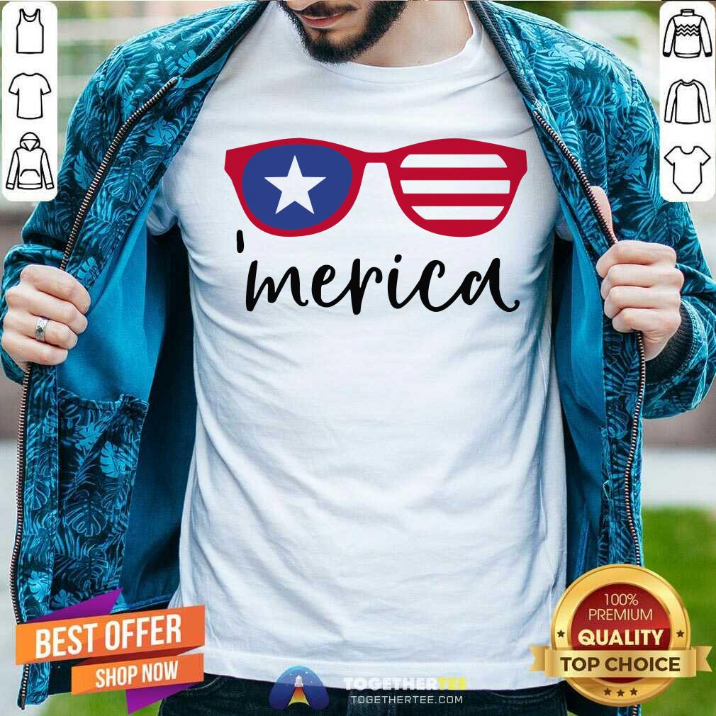 Pretty Merica Glasses American Flag Shirt