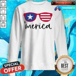 Alternative view of Pretty Merica Glasses American Flag Shirt