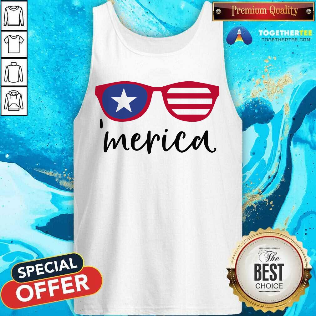 Pretty Merica Glasses American Flag Shirt - Image 4