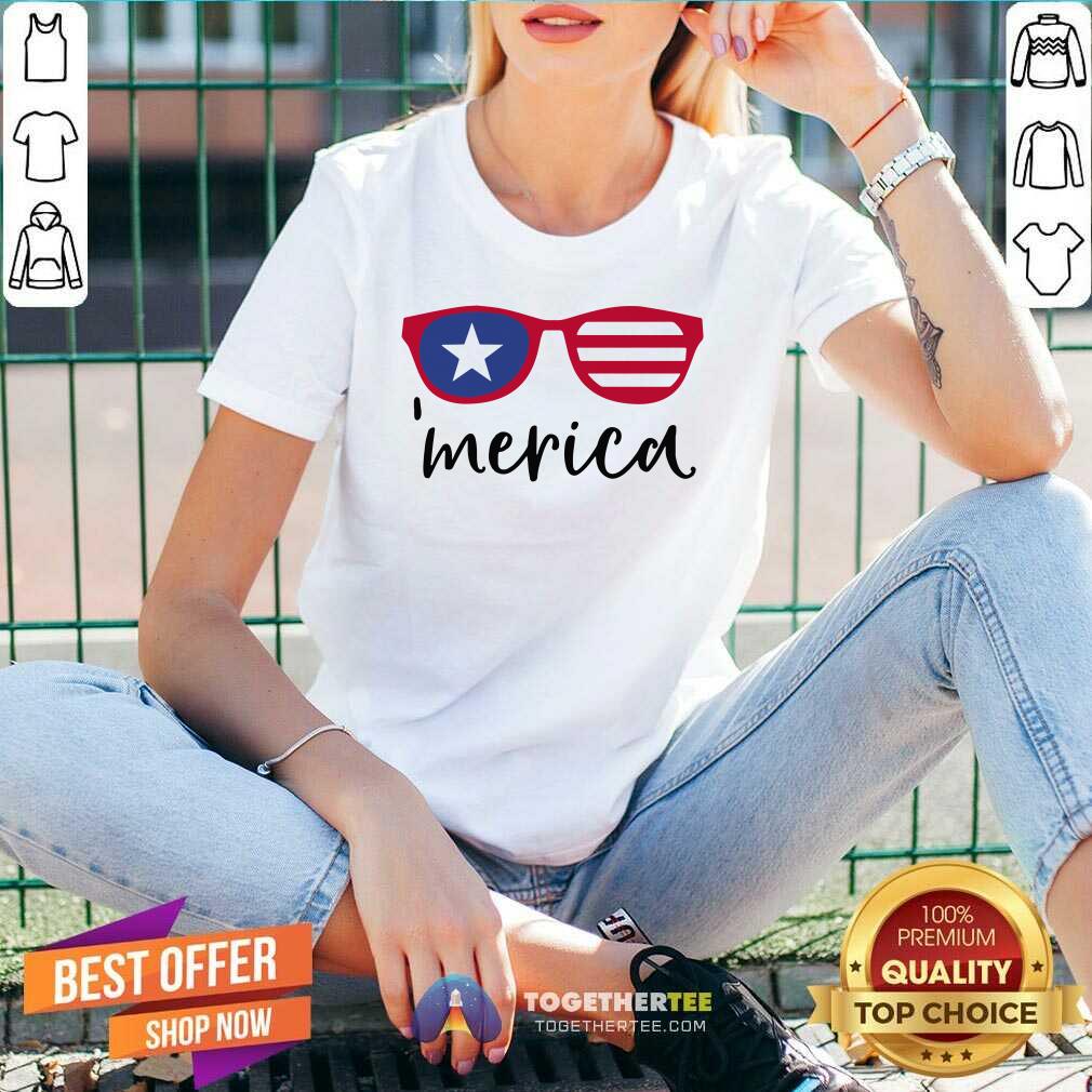 Pretty Merica Glasses American Flag Shirt - Image 3