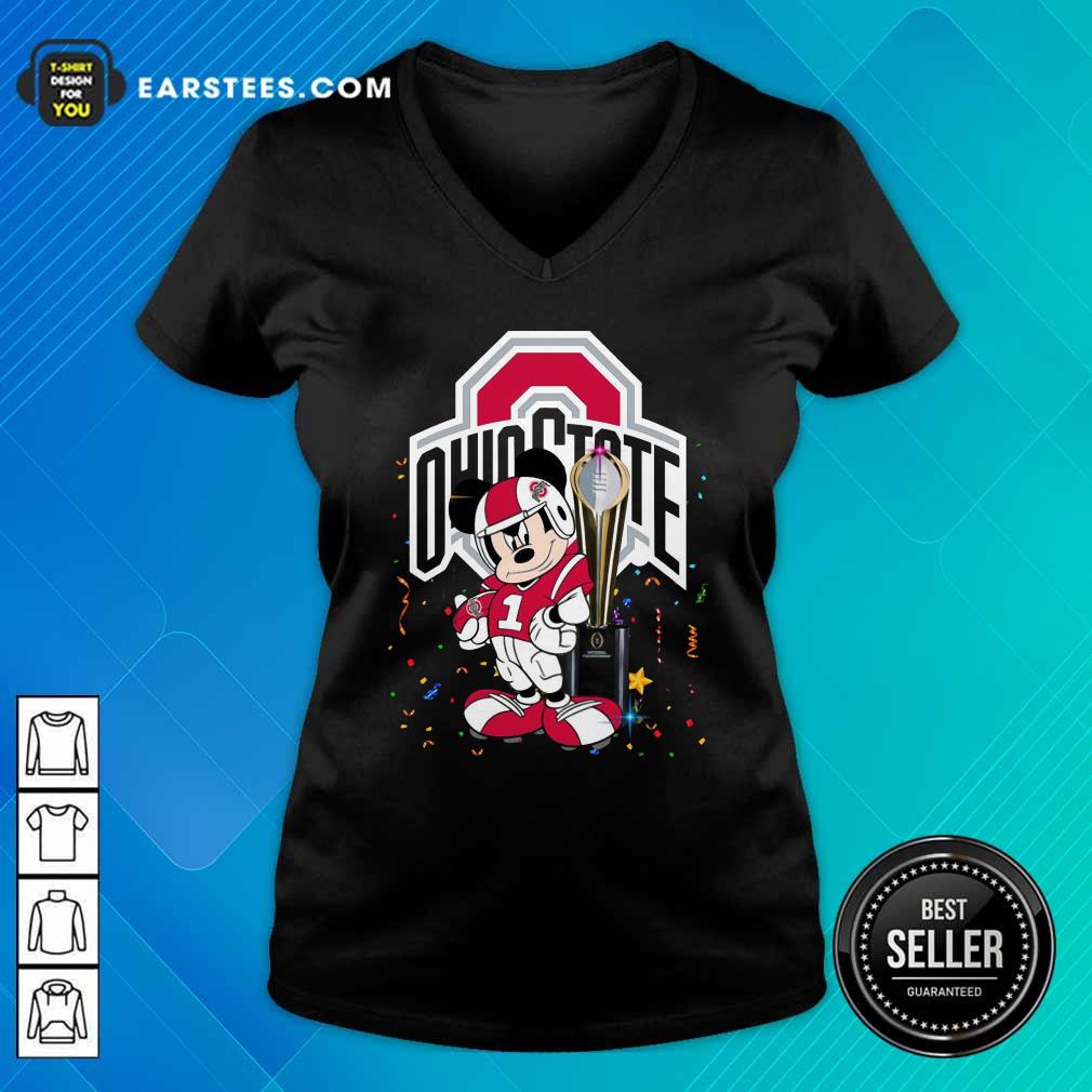 Pretty Mickey Mouse And Cup Ohio State Buckeyes Shirt - Image 3