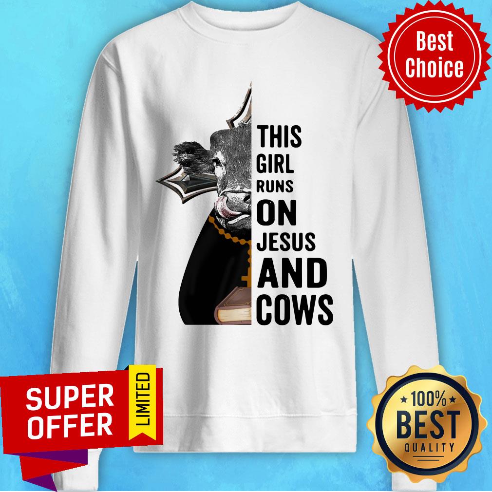 This Girl Runs On Jesus And Cows Shirt - Image 4