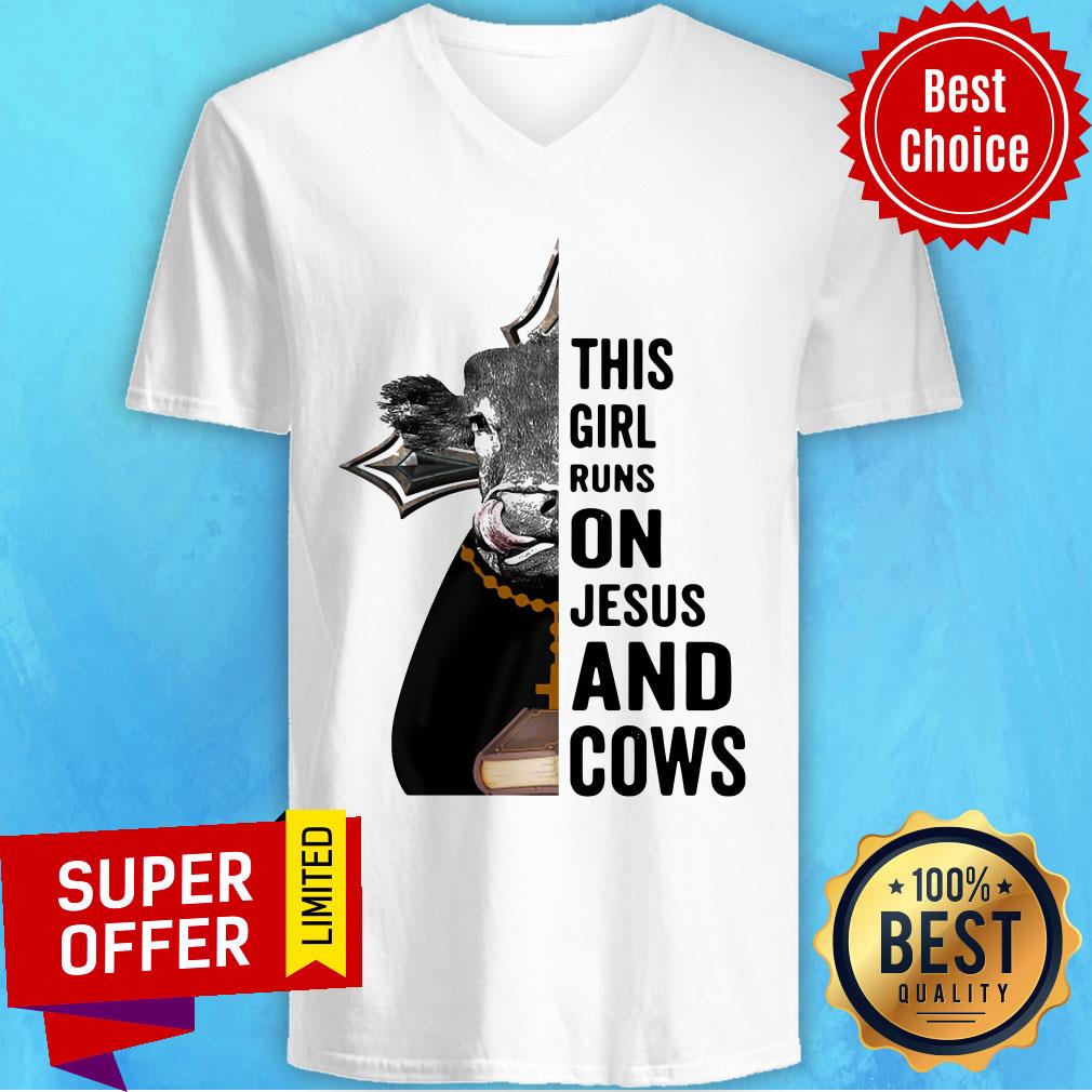This Girl Runs On Jesus And Cows Shirt - Image 2