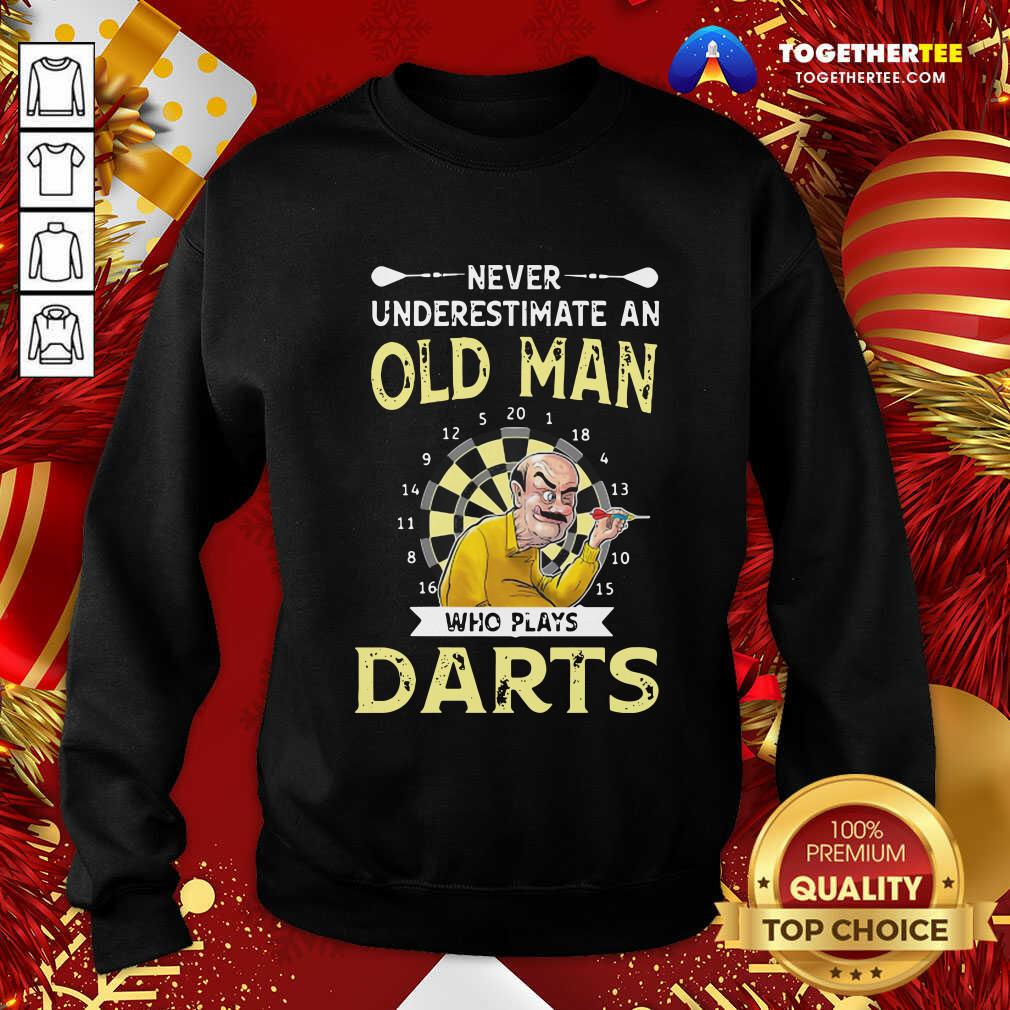 Awesome Never Underestimate An Old Man Who Plays Darts Shirt - Image 4