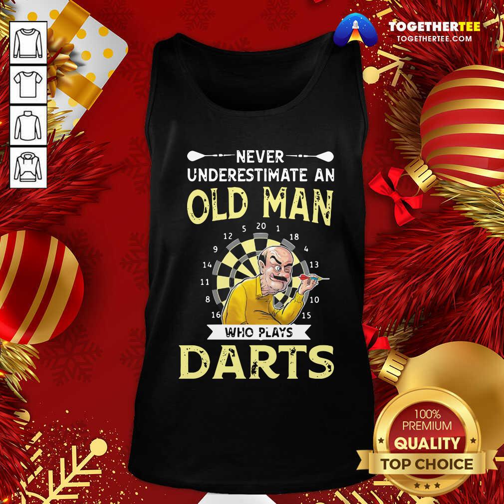 Awesome Never Underestimate An Old Man Who Plays Darts Shirt - Image 3