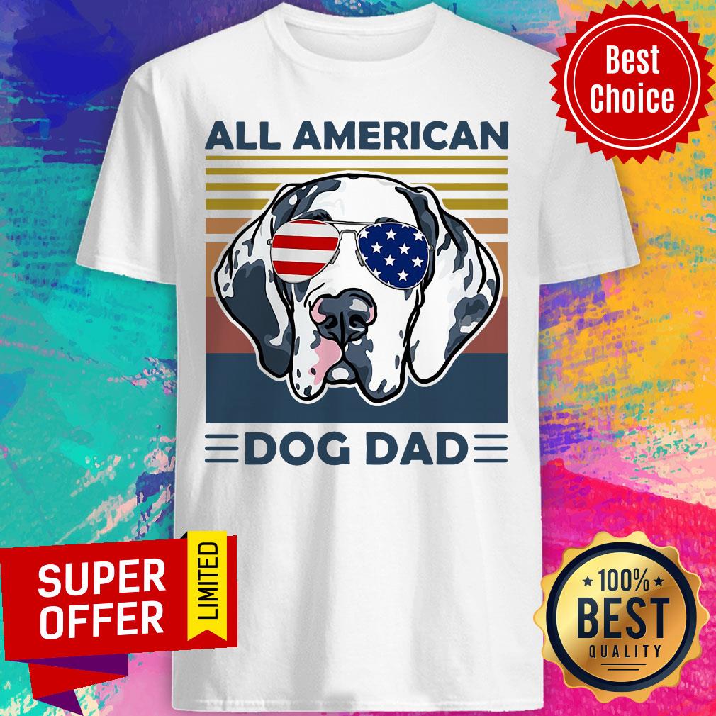 Awesome All American Dog Dad Vintage Retro Shirt