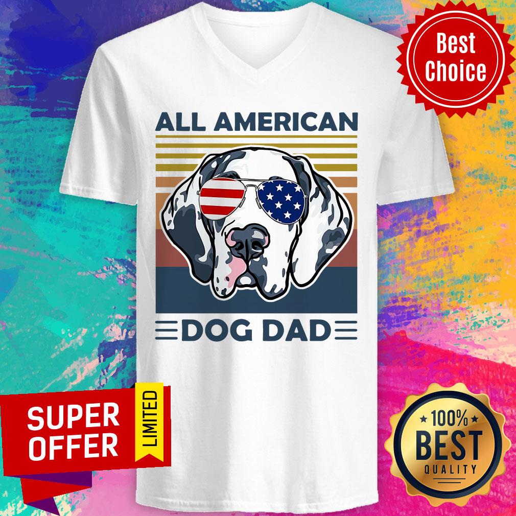 Awesome All American Dog Dad Vintage Retro Shirt - Image 3