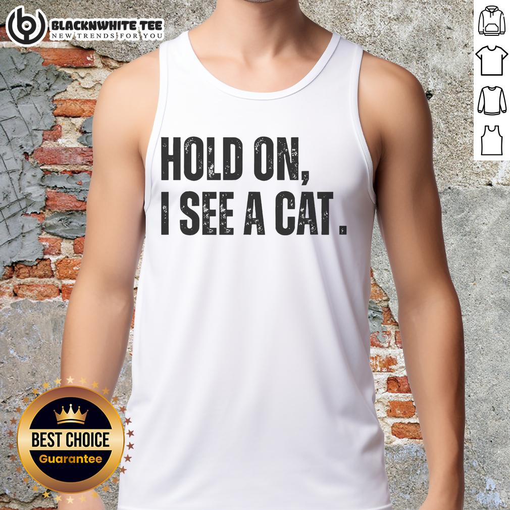 Nice Hold On I See A Cat Lover Pet Parent Humor T-Shirt - Image 4