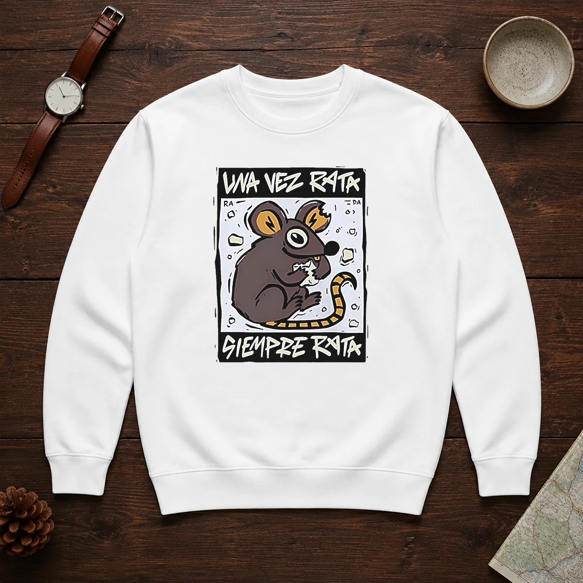 Awesome Mouse Eating Cheese Una Vez Rata Siempre Rata Rat Funny Shirt - Image 7