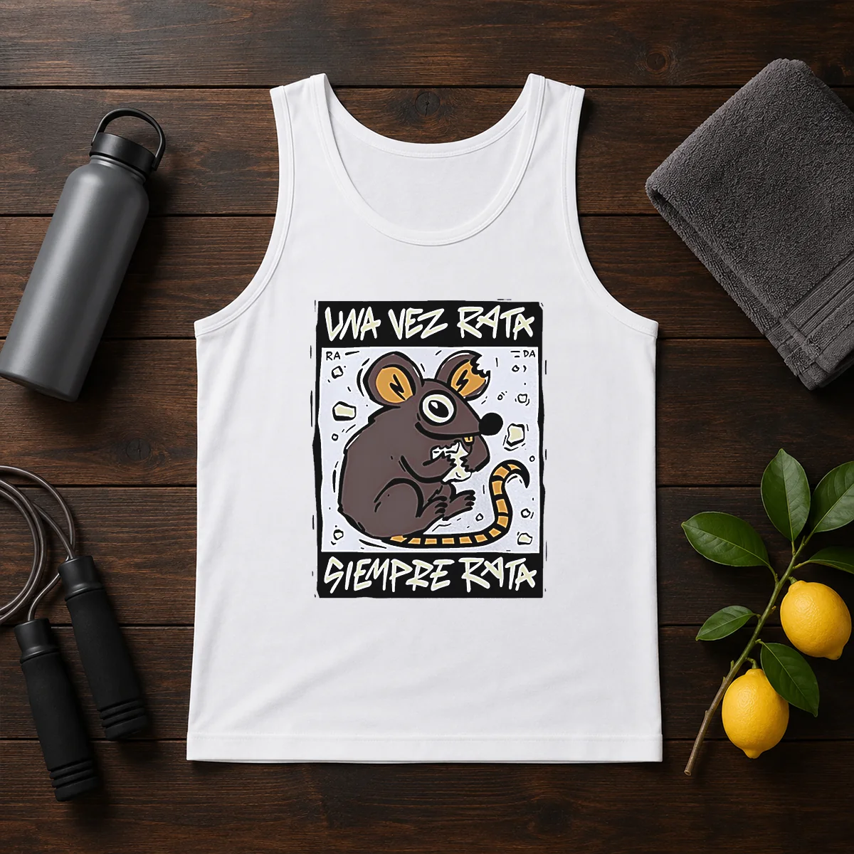 Awesome Mouse Eating Cheese Una Vez Rata Siempre Rata Rat Funny Shirt - Image 3