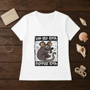 Alternative view of Awesome Mouse Eating Cheese Una Vez Rata Siempre Rata Rat Funny Shirt