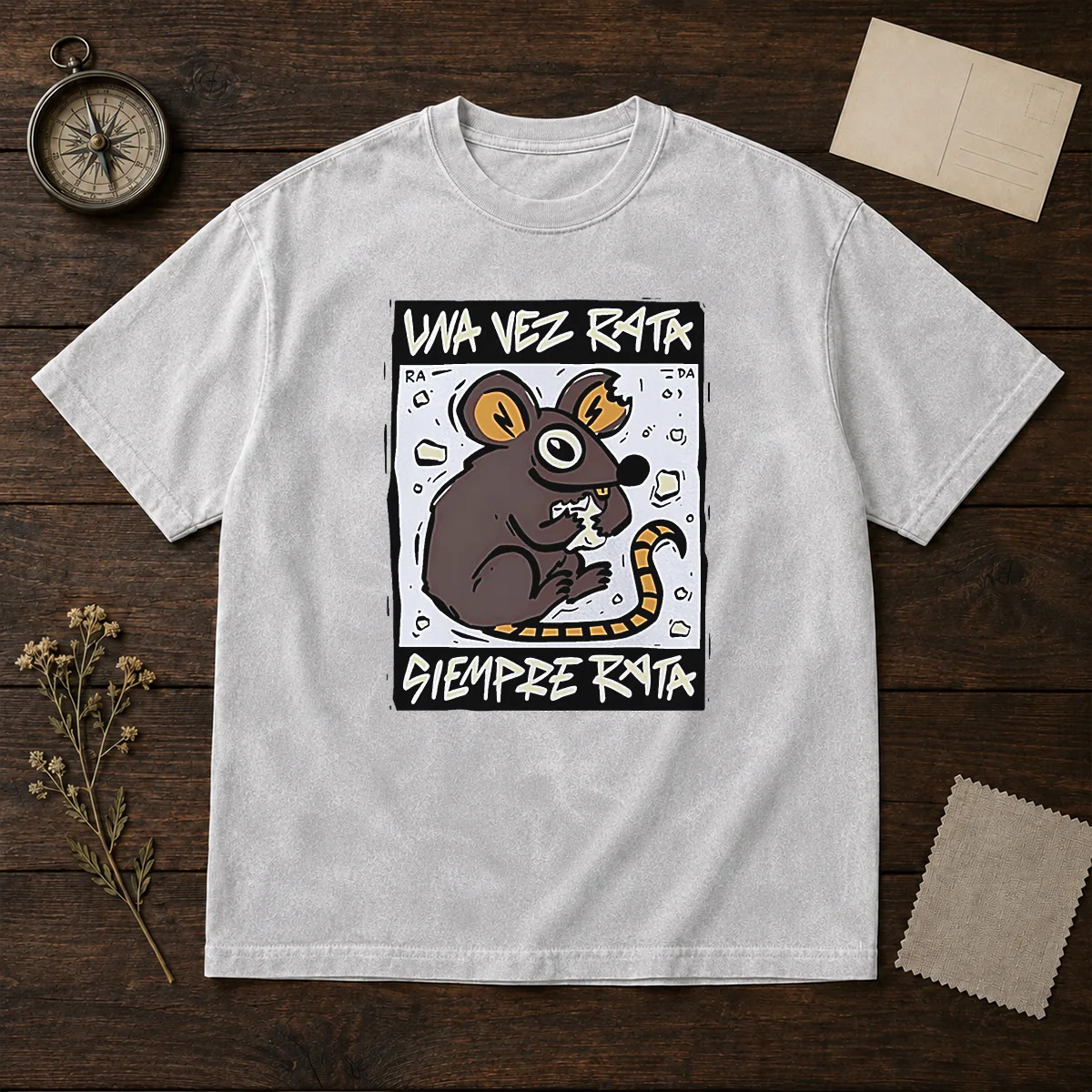 Awesome Mouse Eating Cheese Una Vez Rata Siempre Rata Rat Funny Shirt - Image 8