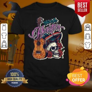 Floral Sugar Skull Sombrero Guitar Day Of The Dead Mariachi Shirt