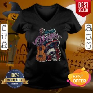 Alternative view of Floral Sugar Skull Sombrero Guitar Day Of The Dead Mariachi Shirt