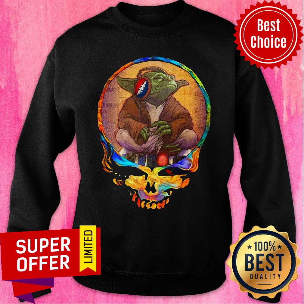 Top Star Wars Yoda Listening Grateful Dead Skull Shirt - Image 5