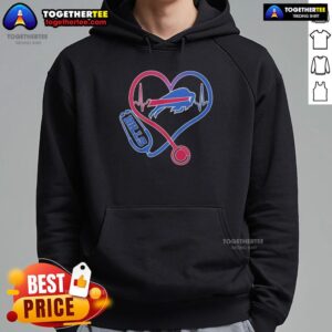 Alternative view of Awesome Nurse Heartbeat X Buffalo Bills Logo T-Shirt