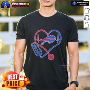 Awesome Nurse Heartbeat X Buffalo Bills Logo T-Shirt