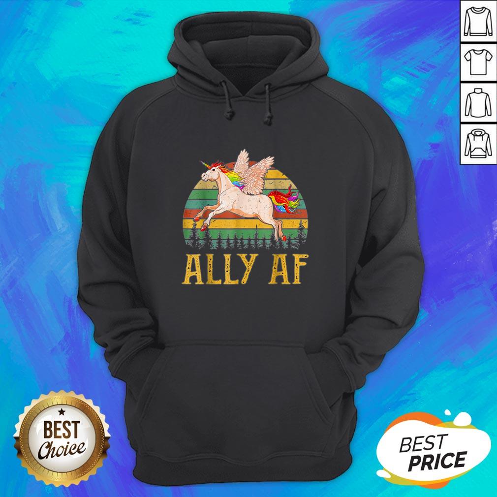 Ally AF Gay Pride Month LGBT Rainbow Unicorn Shirt - Image 3