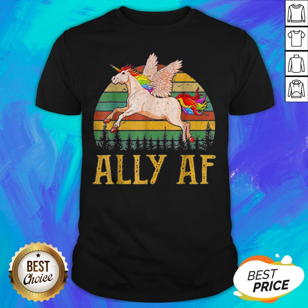Ally AF Gay Pride Month LGBT Rainbow Unicorn Shirt