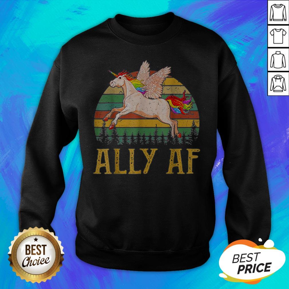 Ally AF Gay Pride Month LGBT Rainbow Unicorn Shirt - Image 2
