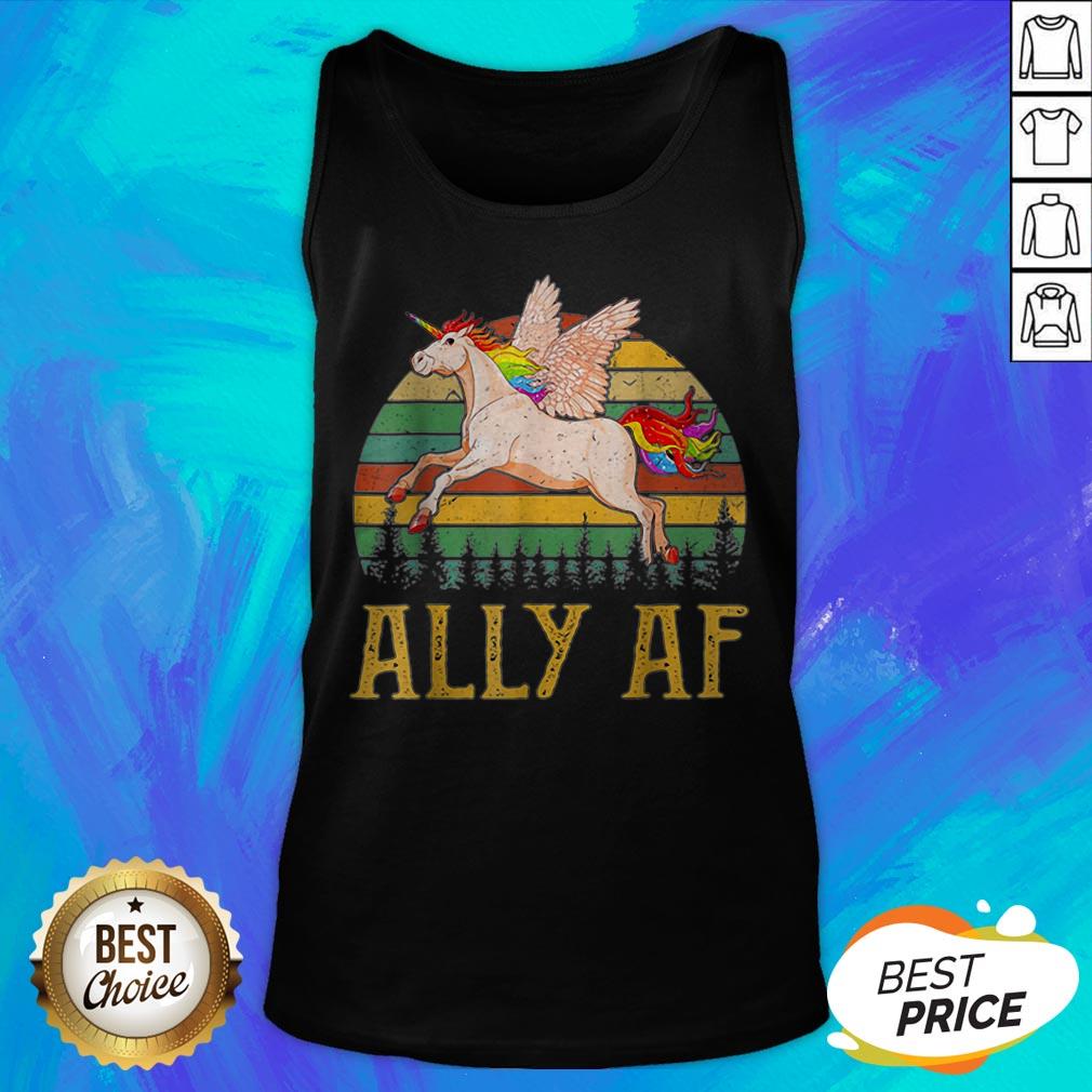 Ally AF Gay Pride Month LGBT Rainbow Unicorn Shirt - Image 5