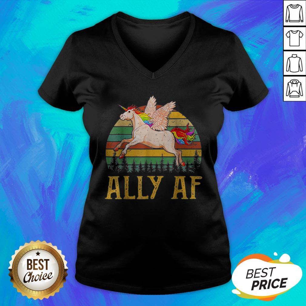 Ally AF Gay Pride Month LGBT Rainbow Unicorn Shirt - Image 4