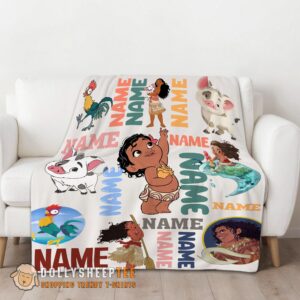 Alternative view of Premium Cute Hot Disney Cartoon Moana With Friends Blanket Fleece Customized Blanket