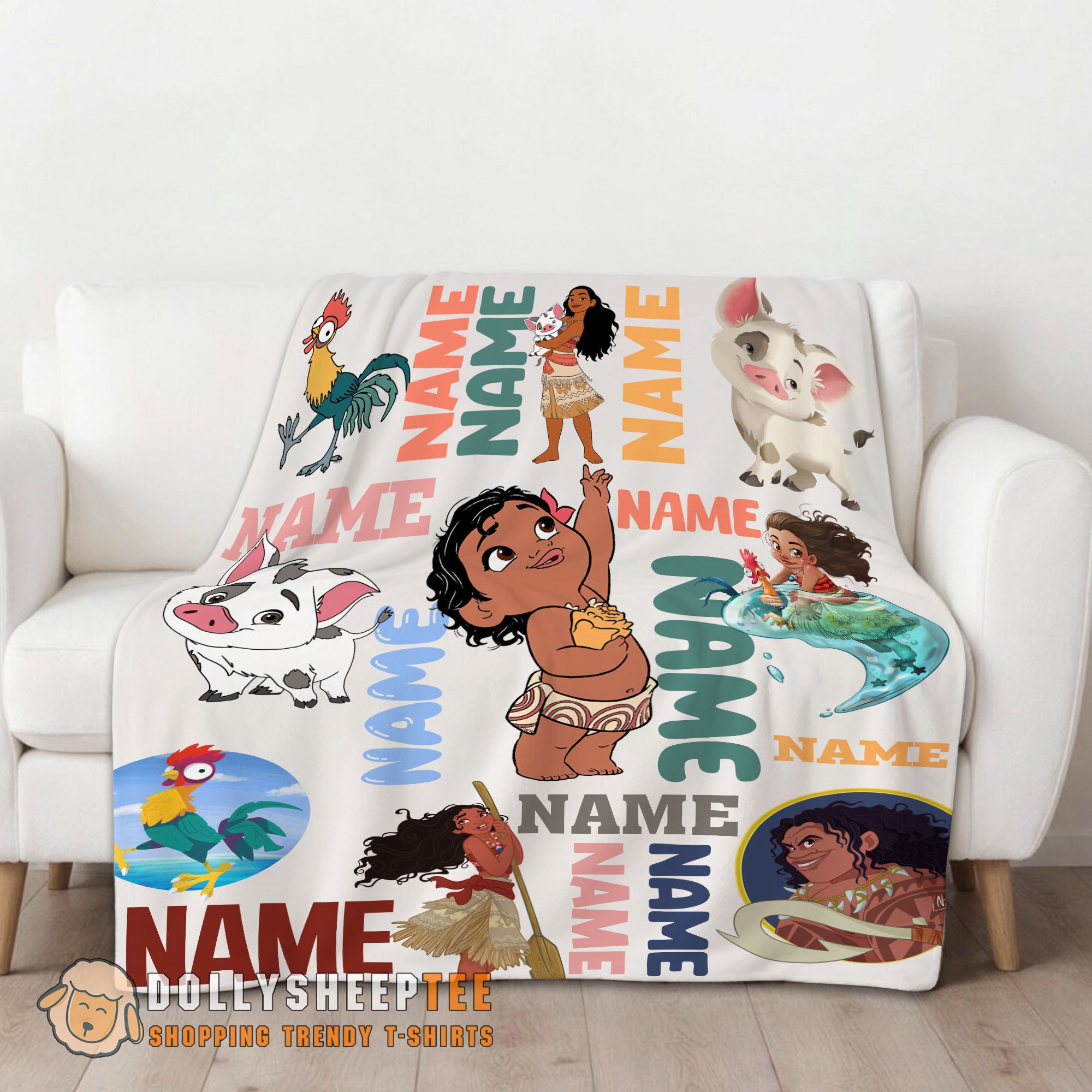 Premium Cute Hot Disney Cartoon Moana With Friends Blanket Fleece Customized Blanket - Image 2