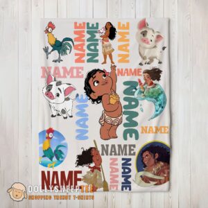 Premium Cute Hot Disney Cartoon Moana With Friends Blanket Fleece Customized Blanket