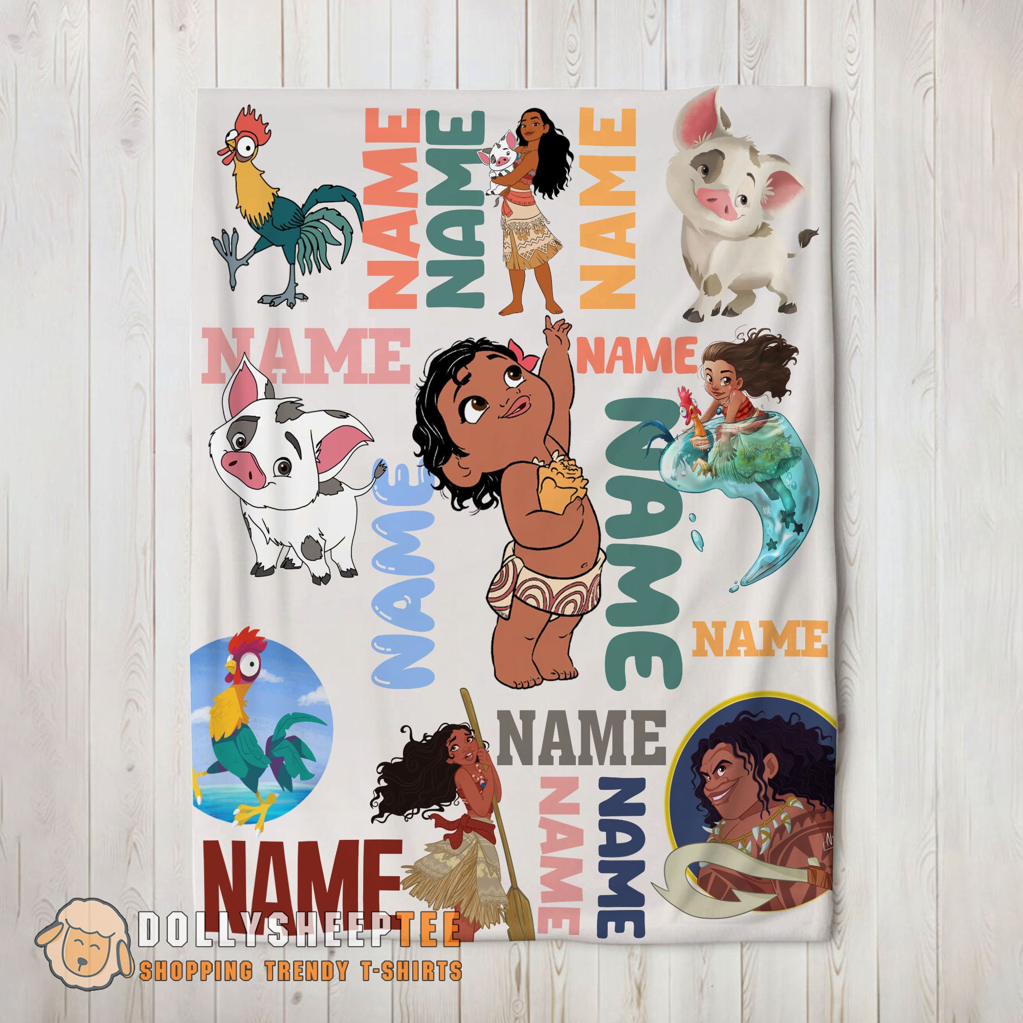 Premium Cute Hot Disney Cartoon Moana With Friends Blanket Fleece Customized Blanket