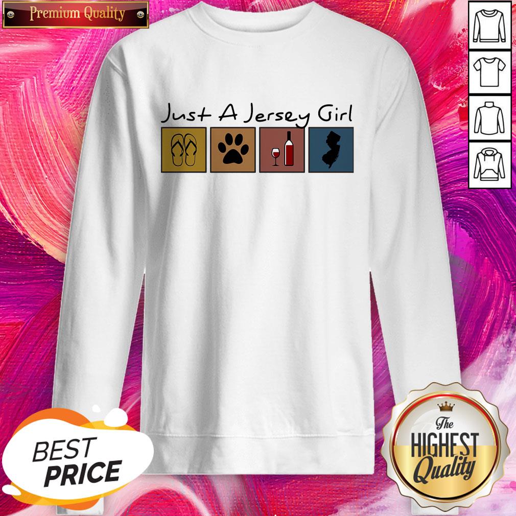 Nice Just A Jersey Girl Flip Flop Cat Paw Wine Shirt - Image 4