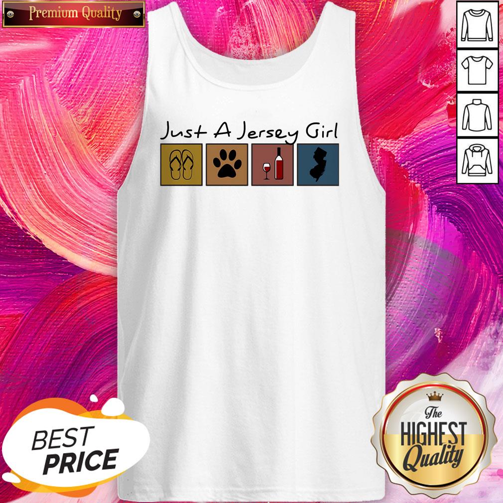 Nice Just A Jersey Girl Flip Flop Cat Paw Wine Shirt - Image 3