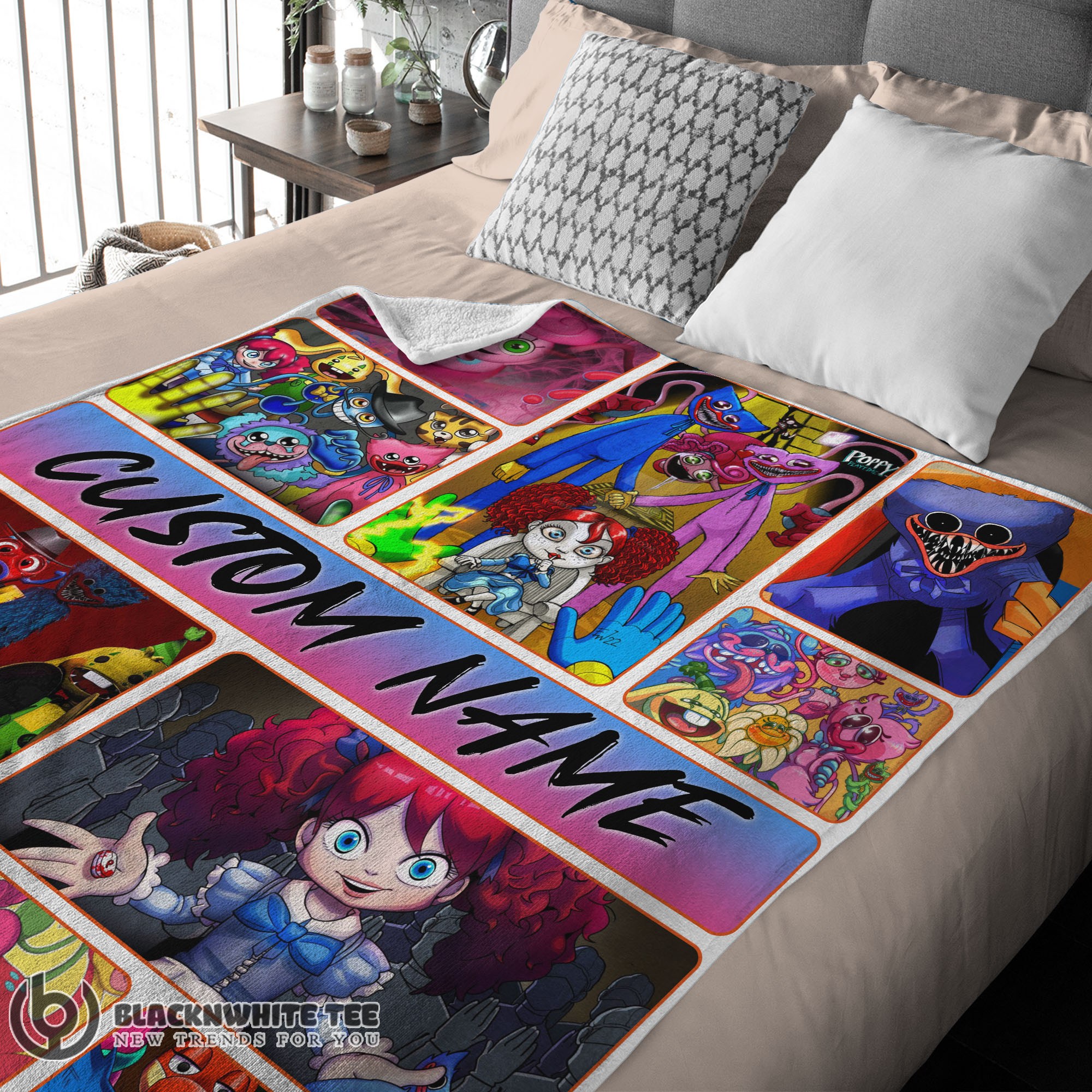 Perfect Top Poppy Playtime Miss Poppy With Friends Horror Blanket Fleece Customized Blanket - Image 3