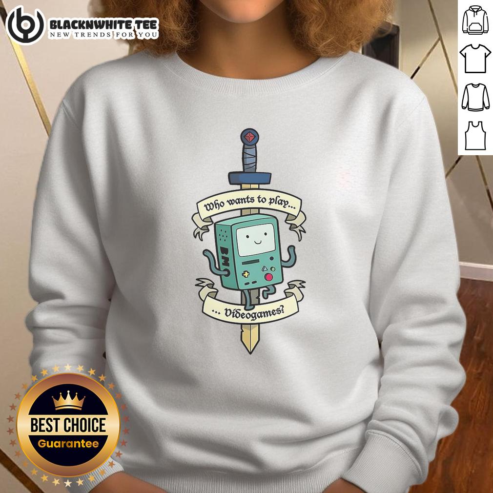 Top Who Wants To Play Videogames Adventure Time Bmo T-Shirt - Image 5