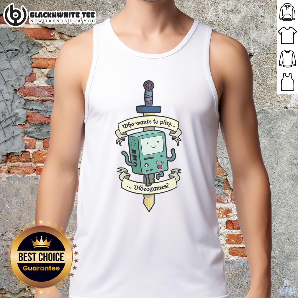 Top Who Wants To Play Videogames Adventure Time Bmo T-Shirt - Image 4