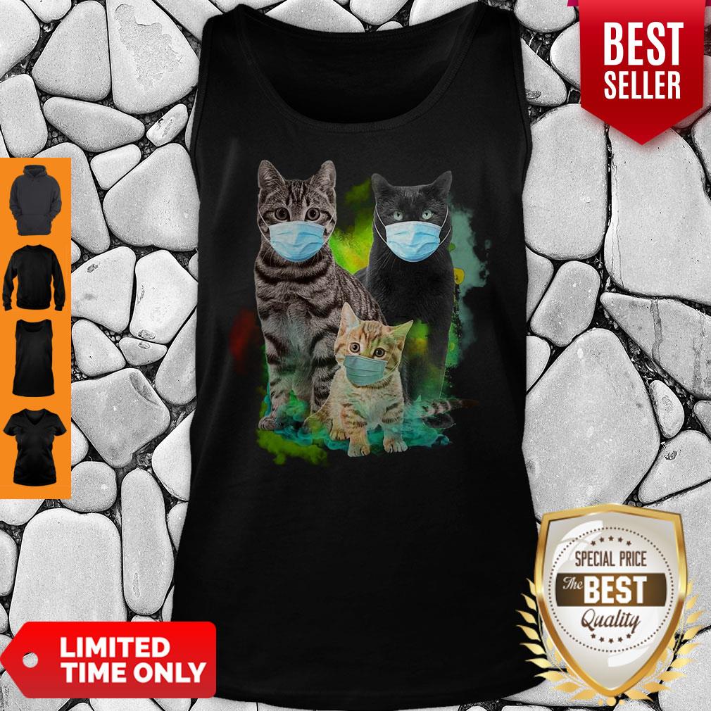 Official Three Cat Wear Face Mask Shirt - Image 2