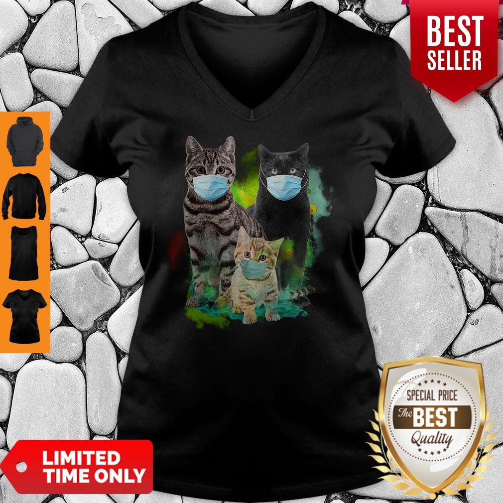 Official Three Cat Wear Face Mask Shirt - Image 5