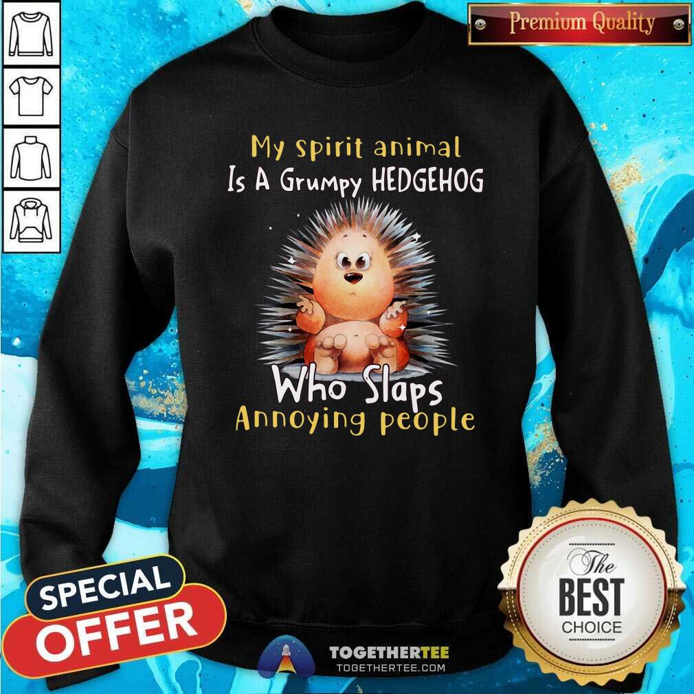 Lovely My Spirit Animal Is A Grumpy Hedgehog Who Slaps Annoying People Shirt - Image 2