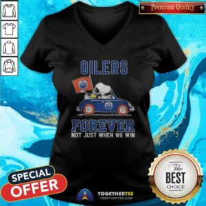 Alternative view of Peanuts Snoopy And Woodstock Edmonton Oilers Forever Not Just When We Win T-Shirt