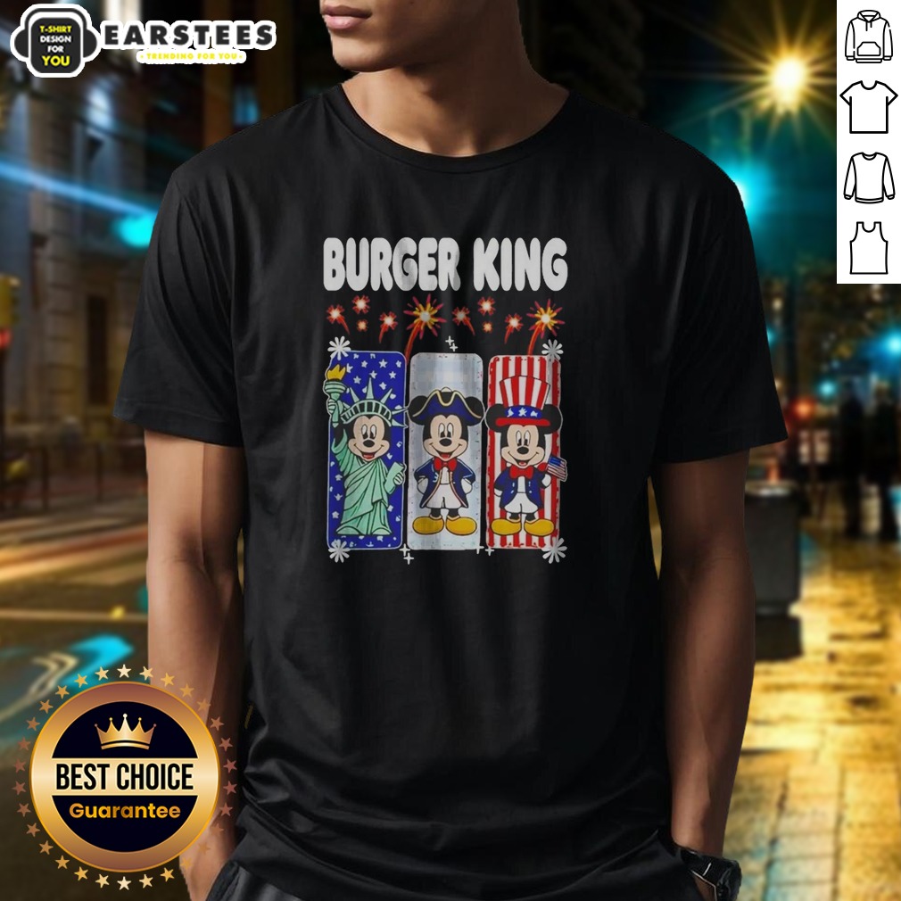 Burger King Mickey Mouse USA Patriotic Disney Characters Shirt