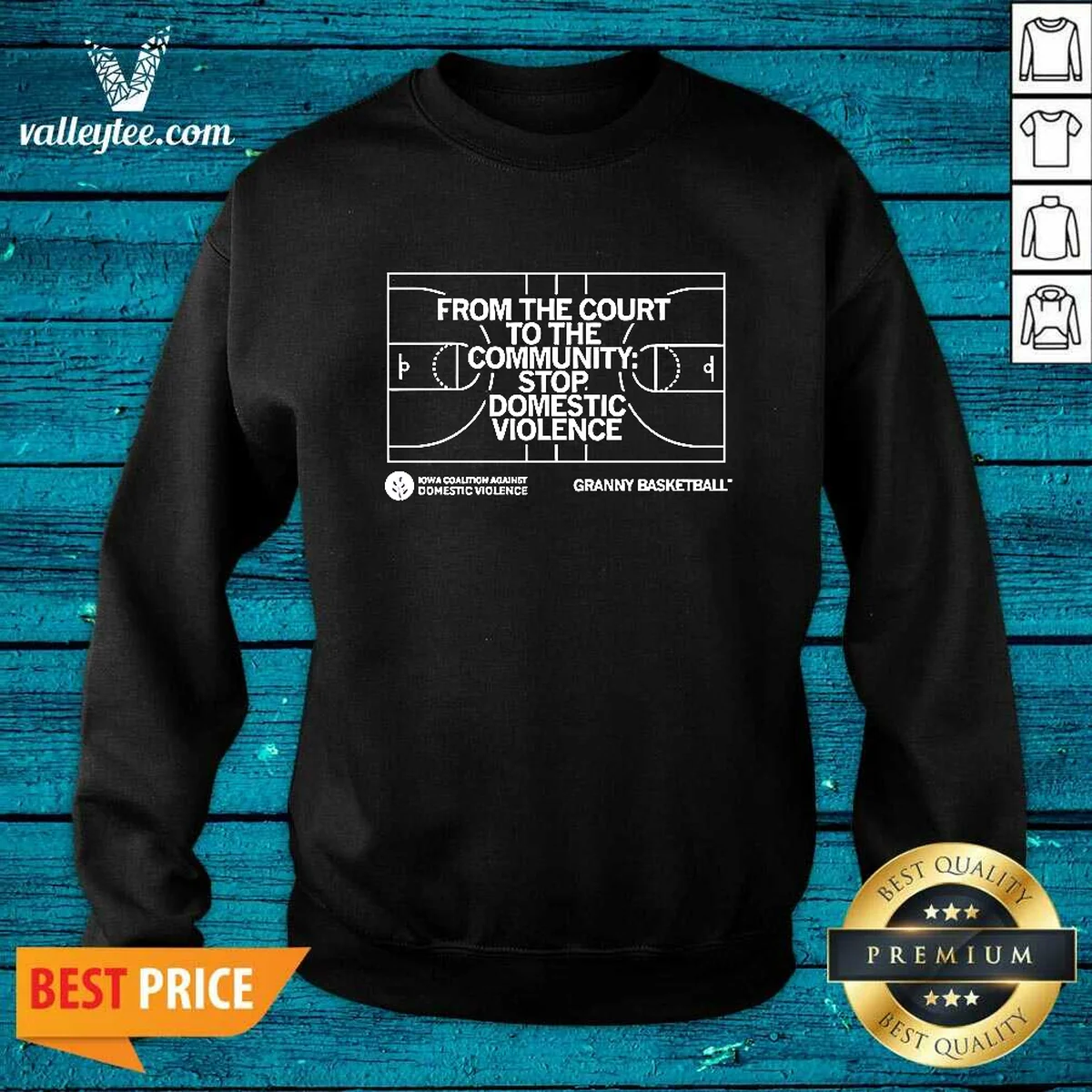Original From The Court To The Community Stop Domestic Violence Granny Basketball Shirt - Image 3