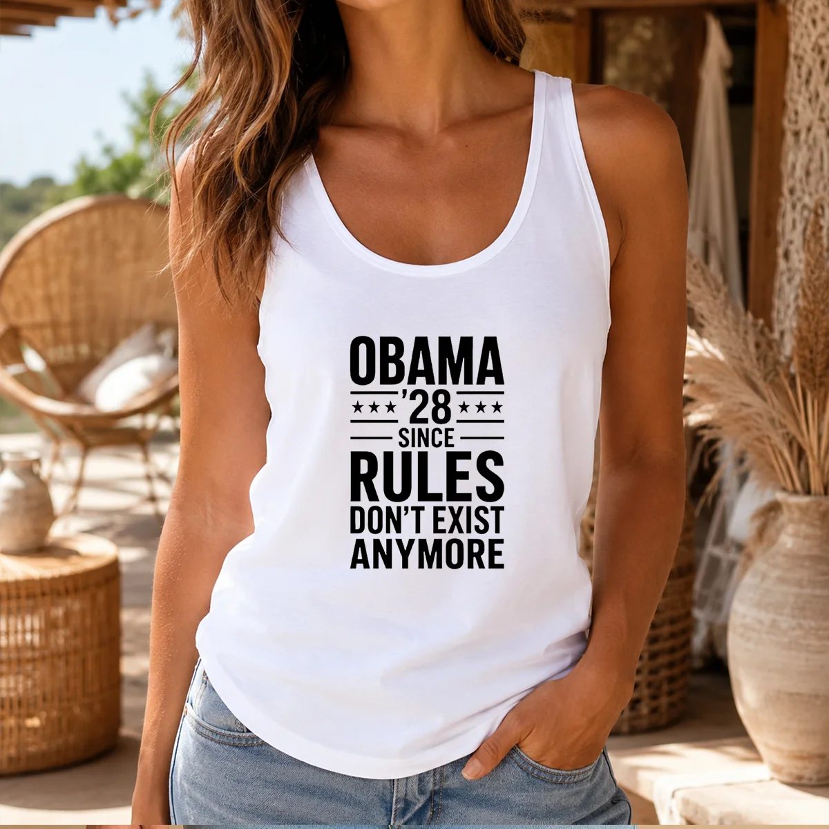Top Barack Obama Obama '28 Since Rules Do Not Exist Anymore Shirt - Image 3