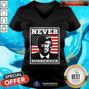 Alternative view of Original Never Surrender Trump US Flag T-Shirt