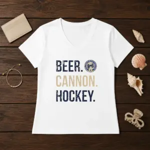 Alternative view of Funny Columbus Blue Jackets Beer Cannon Hockey Shirt