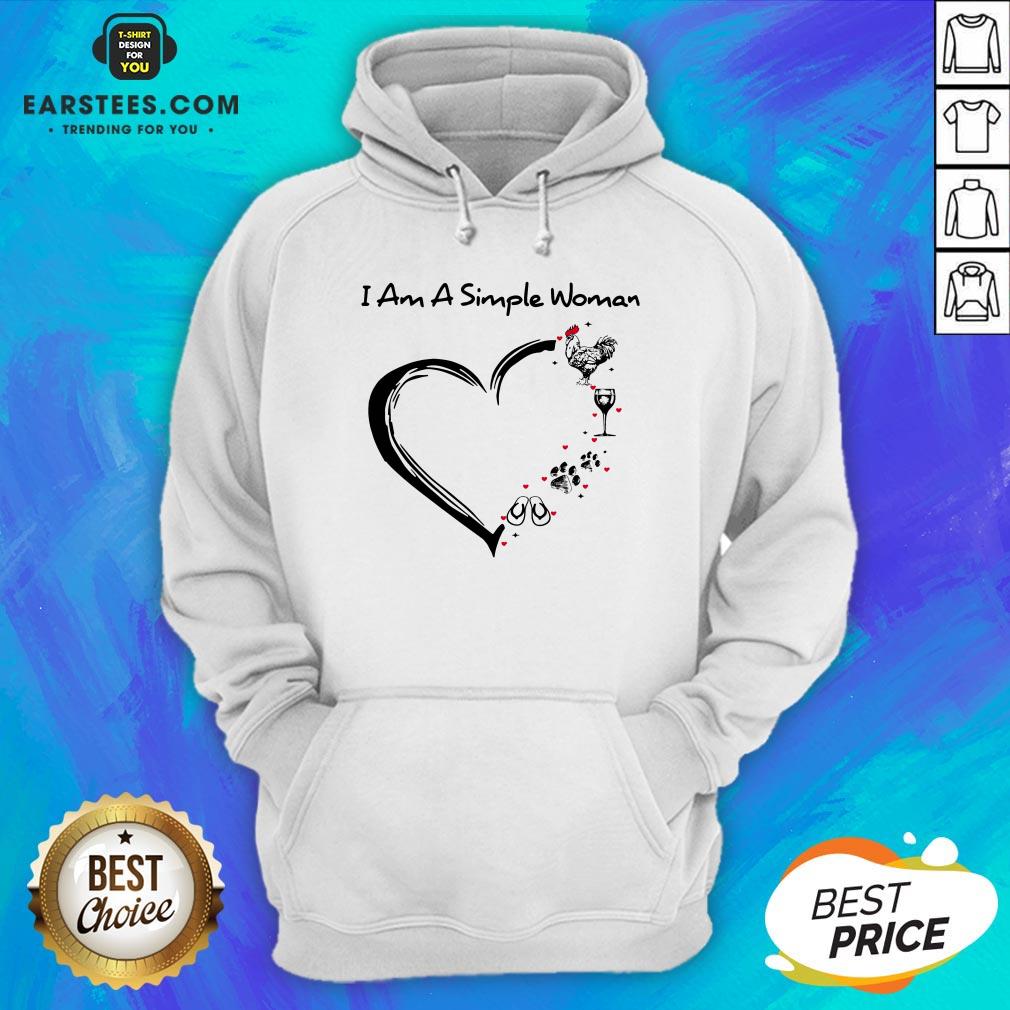 I Am A Simple Woman Heart Chicken Wine Dog Paw And Flip Flop Shirt - Image 3