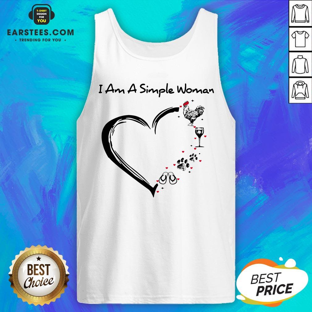 I Am A Simple Woman Heart Chicken Wine Dog Paw And Flip Flop Shirt - Image 5