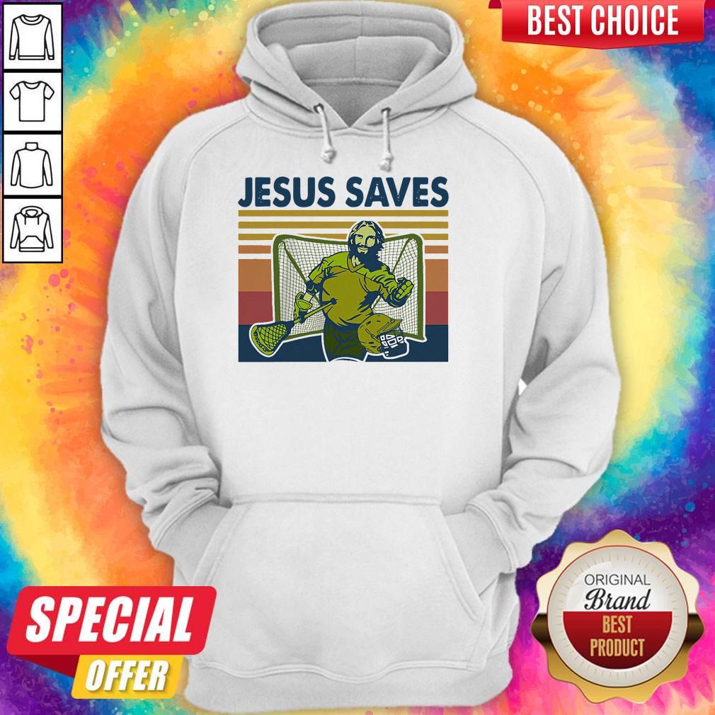 Original Lacrosse Jesus Saves Vintage Retro Shirt - Image 2